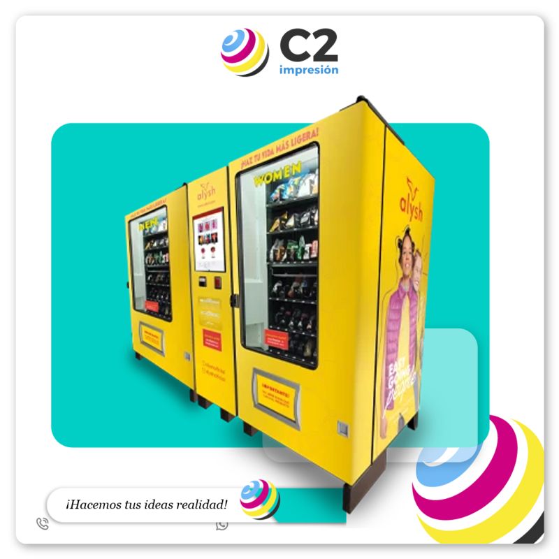 Impresion y colocacion de graficos en maquinas vending